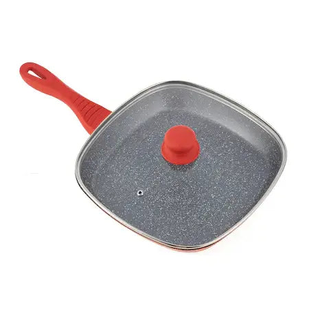 GRILL COOKING BY HEINNER ORANGE GRAYS PAN WITH LID, ALUMINIUM 28x4cm - MAYONAL STORE