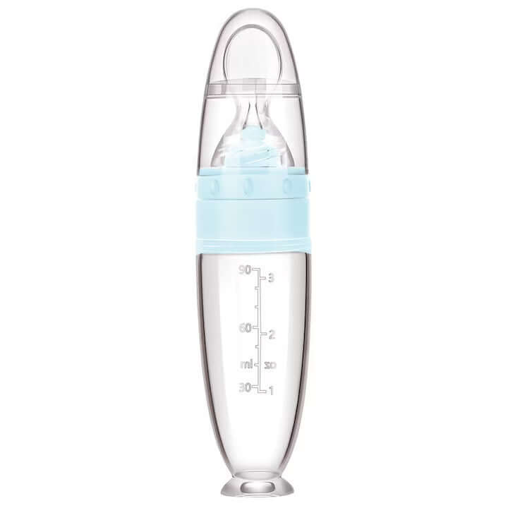 Baby Spoon, Silicone with reservoir for Solid Food 90 ml Blue - MAYONAL STORE