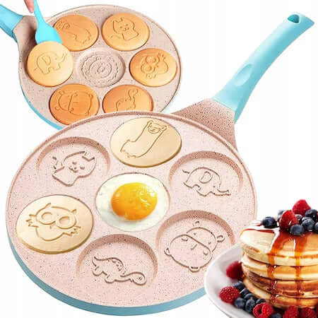 PANCAKE PAN INC TREND, 7 ANIMAL SHAPES, CERAMIC COATED STEEL 25 CM DIAMETER, CAN BE USED ON ELECTRIC STOVES AND NORMAL - MAYONAL STORE