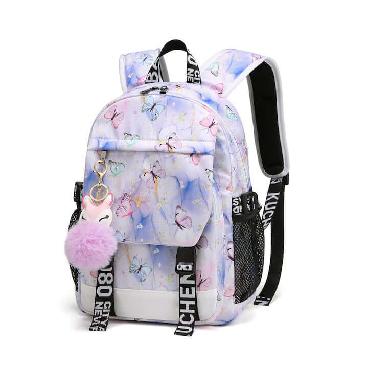 School Children's Backpack – 38x27x13 cm, Butterflies Print - MAYONAL STORE