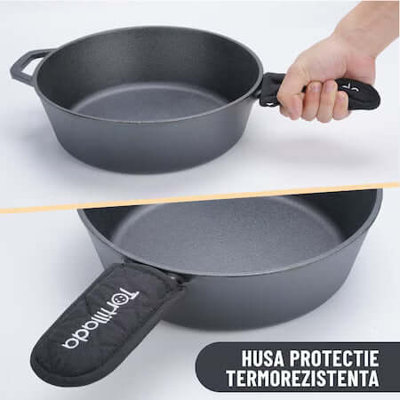 TALL FRYING PAN 2 in 1 WITH LID, TORTILLADA , IRON, 26 CM, 3.5L E-BOOK 50 RECIPES INCLUDED - MAYONAL STORE