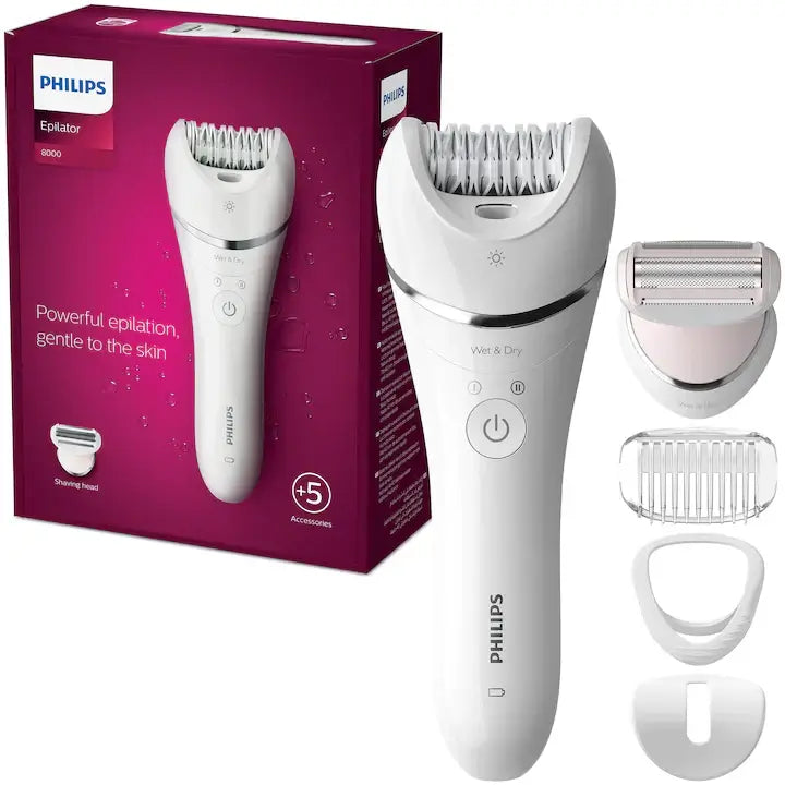 Philips BRE710/00 Wet and Dry Epilator – 32 Tweezers, 5 Accessories - MAYONAL STORE