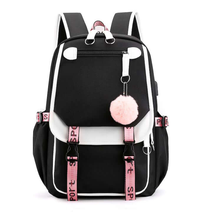 NEVERMORE Smart Children's Backpack – School, with USB Port, 46x29x16 cm, Black/Pink - MAYONAL STORE