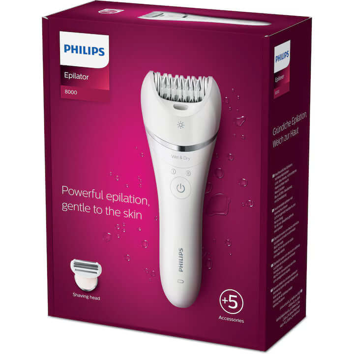 Philips BRE710/00 Wet and Dry Epilator – 32 Tweezers, 5 Accessories - MAYONAL STORE