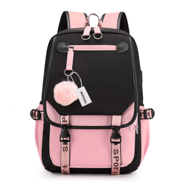 NEVERMORE Smart Children's Backpack – School, with USB Port, 46x29x16 cm, Black/Pink - MAYONAL STORE
