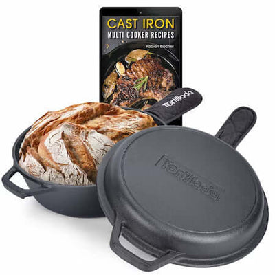 TALL FRYING PAN 2 in 1 WITH LID, TORTILLADA , IRON, 26 CM, 3.5L E-BOOK 50 RECIPES INCLUDED - MAYONAL STORE