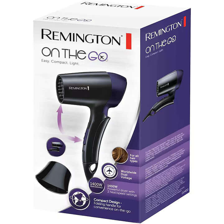 Travel Hair dryer Remington D2400, 1400 W, Black-Blue - MAYONAL STORE