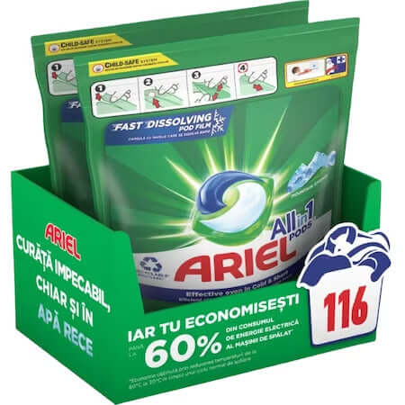 Ariel All-in-One PODS Mountain Spring capsule laundry detergent, 2x58 pcs, 116 washes - MAYONAL STORE