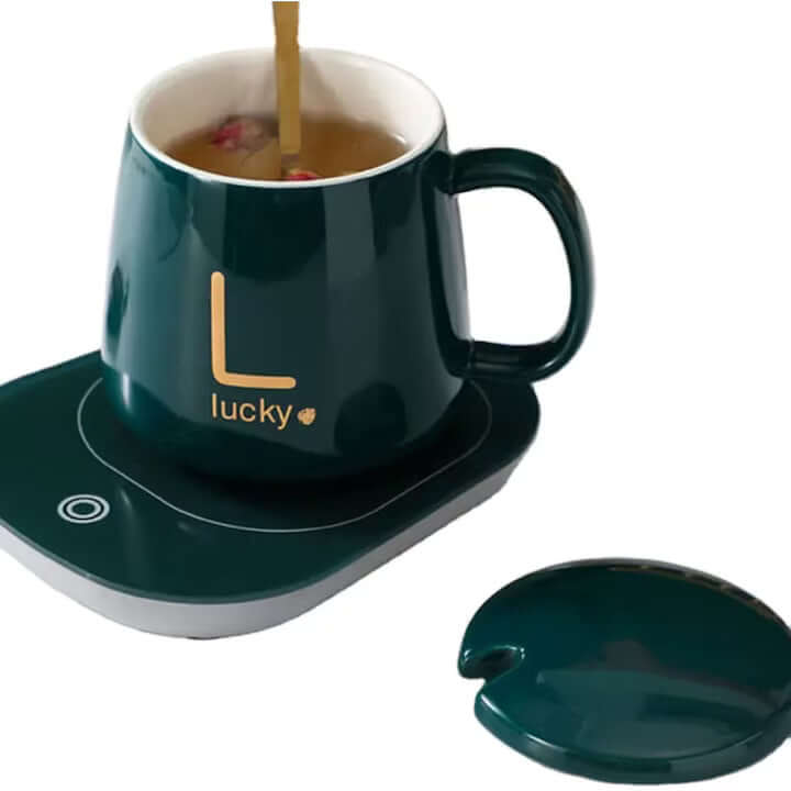 Ceramic Mug with Heater and Spoon – Constant Temperature 55°C, 400 ml, Green - MAYONAL STORE