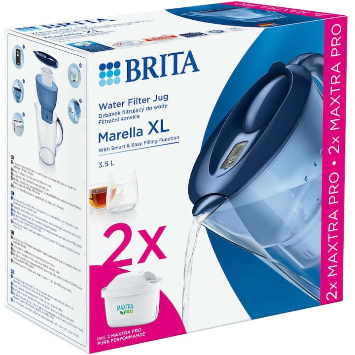 Brita Marella XL Starter Pack Filter Mug – 3.5L, Blue + 2 Maxtra PRO Filters - MAYONAL STORE