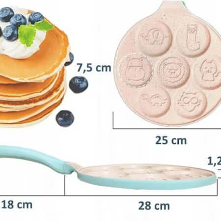 PANCAKE PAN INC TREND, 7 ANIMAL SHAPES, CERAMIC COATED STEEL 25 CM DIAMETER, CAN BE USED ON ELECTRIC STOVES AND NORMAL - MAYONAL STORE