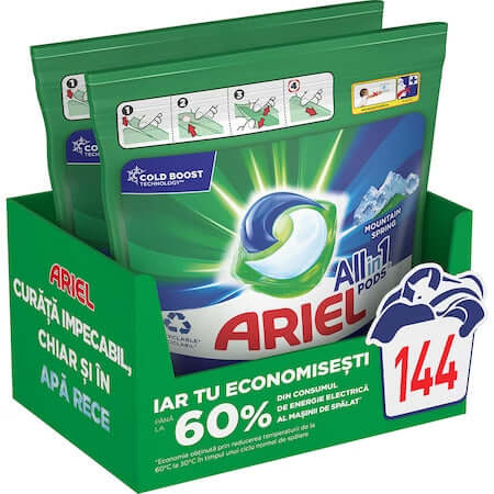 Ariel All-in-One PODS Mountain Spring capsule laundry detergent, 2x58 pcs, 116 washes - MAYONAL STORE