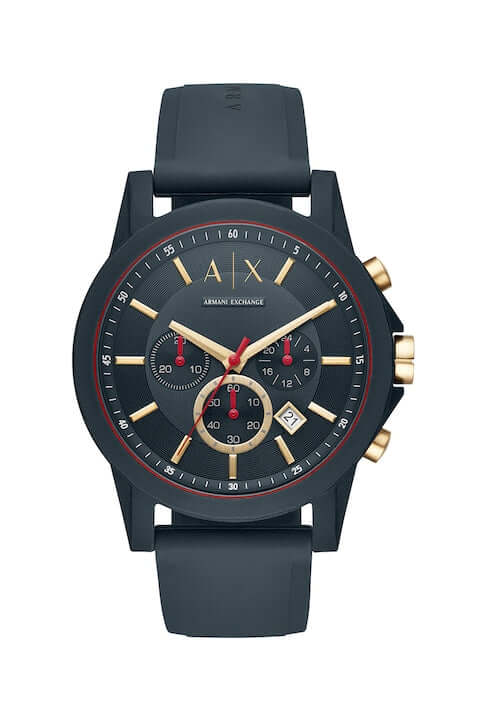 Armani Exchange Outer Banks Silicone Strap Chronograph Watch – Black - MAYONAL STORE