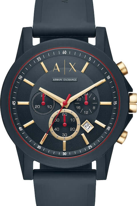 Armani Exchange Outer Banks Silicone Strap Chronograph Watch – Black - MAYONAL STORE