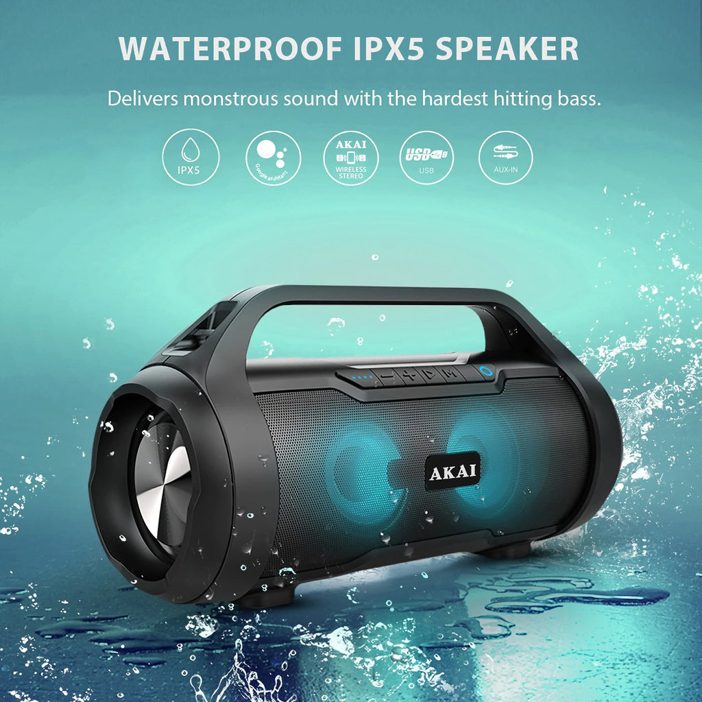 Akai ABTS-50 Portable Bluetooth Speaker – 18W, Waterproof, FM Radio - MAYONAL STORE