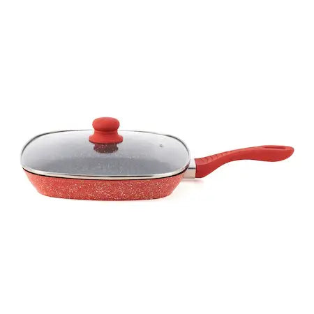 GRILL COOKING BY HEINNER ORANGE GRAYS PAN WITH LID, ALUMINIUM 28x4cm - MAYONAL STORE