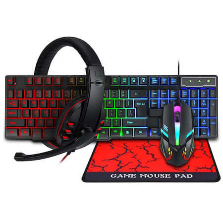 Kinsi 4-in-1 Gaming Kit – RGB Keyboard, Headphones, Mouse & Mousepad - MAYONAL STORE