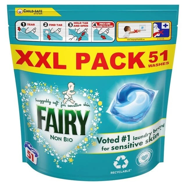Fairy Non Bio Pods 51 Washes – For Sensitive Skin
