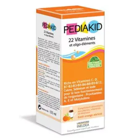 PEDIAKID Syrup with 22 Vitamins, Oranges and Apricots – 125 ml - MAYONAL STORE