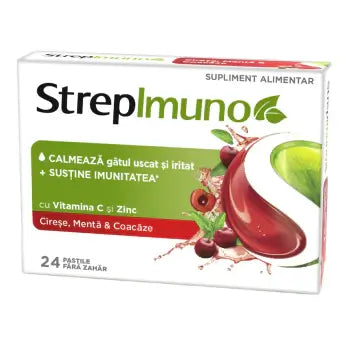StrepImuno - Cherry, Mint & Blackcurrant Lozenges, 24 Soothing Tablets by Reckitt - MAYONAL STORE